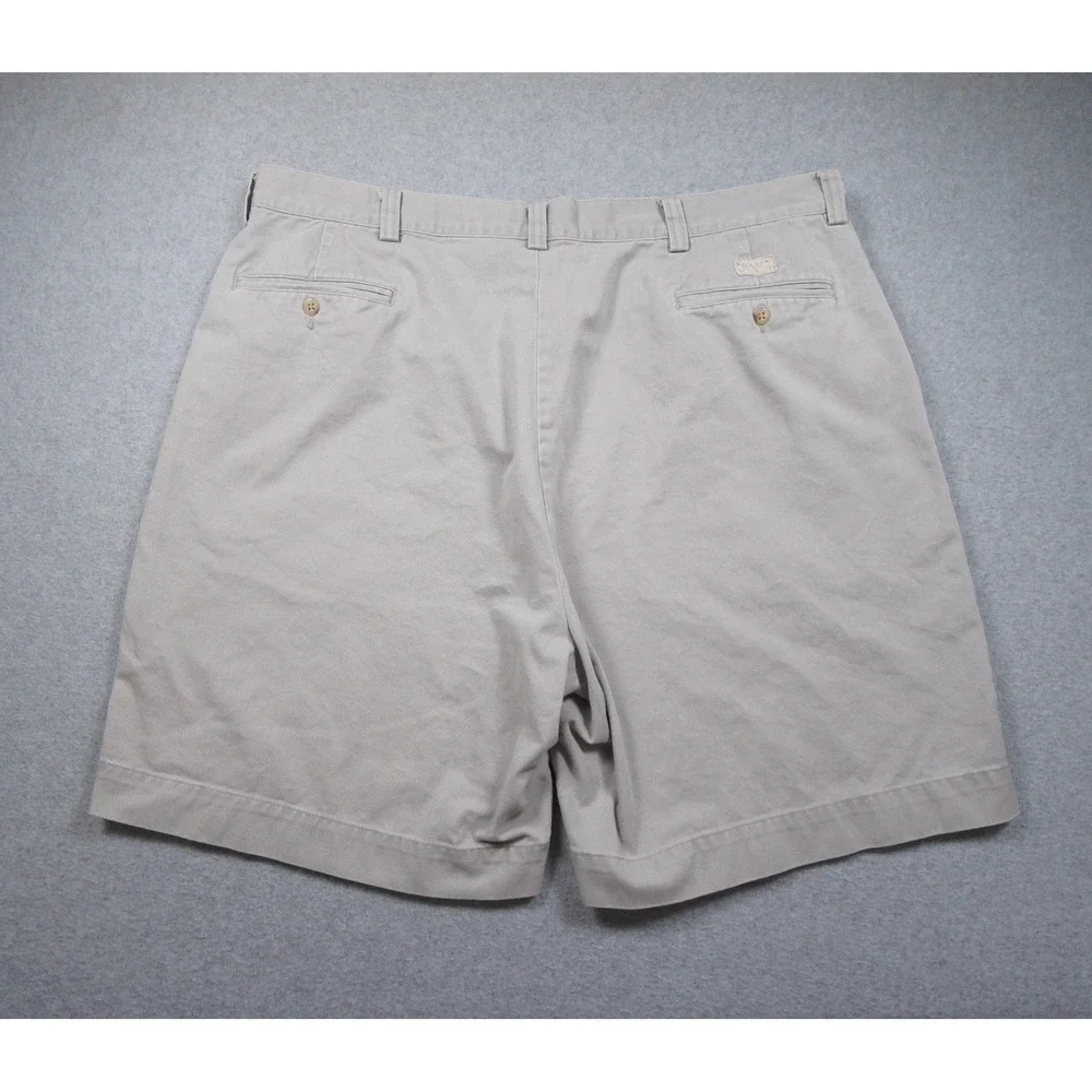 Polo Ralph Lauren Men 42 Philip Chino Shorts Beige Khaki Cotton Twill Flat Front